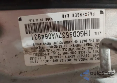 1997 Honda Accord Lx из США, поврежденный, VIN 1HGCD5537VA064931